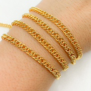 V34GP. Gold Plated 925 Sterling Silver Hollow Double Curb Chain